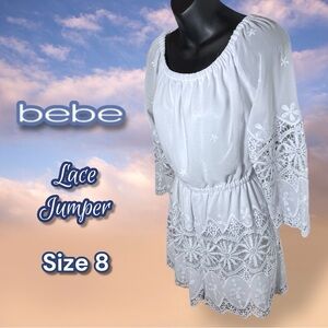 Bebe White Lace Romper Size 8